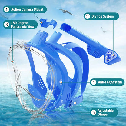 Anti-Fog Snorkelmasker met Gopro houder